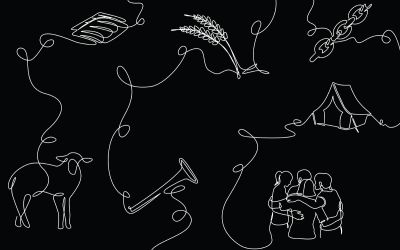 Line art of items associated with the seven festivals of Leviticus 23 to illustrate the article 