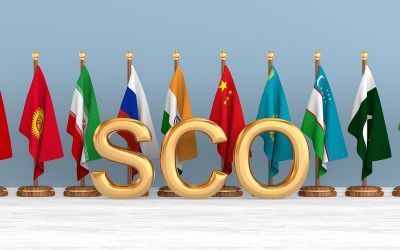Photo of flags of the countries of the SCO (Shanghai Cooperation Organization) to illustrate the article 