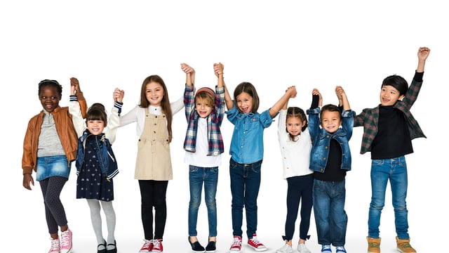 Line of children cheering to illustrate the article 