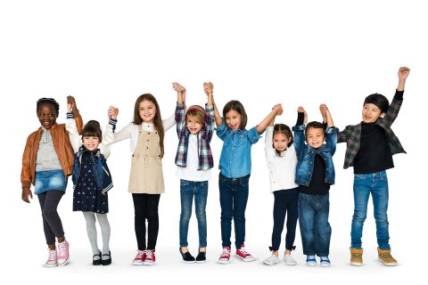 Line of children cheering to illustrate the article 