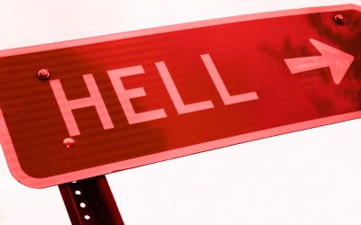 Graphic of a sign pointing toward HELL, to illustrate the article 