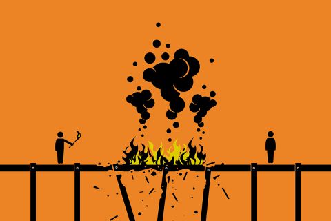 Illustration of a burning bridge to accompany the article How to Correct Others Without Burning Your Bridges.